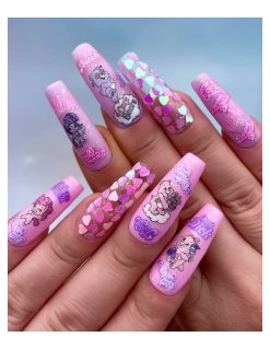 Alternative view of Sliders Pink Text Moonshine Nails